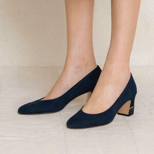 Salvatore Ferragamo Blue Suede Kitten Heel Slip On Shoes    Women's Size 8